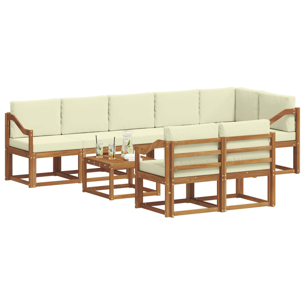 Outdoor-Sofagarnitur mit Kissen 9 pcs Natur und Creme