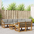 Outdoor-Sofagarnitur mit Kissen 9 pcs Natürlich und Hellgrau