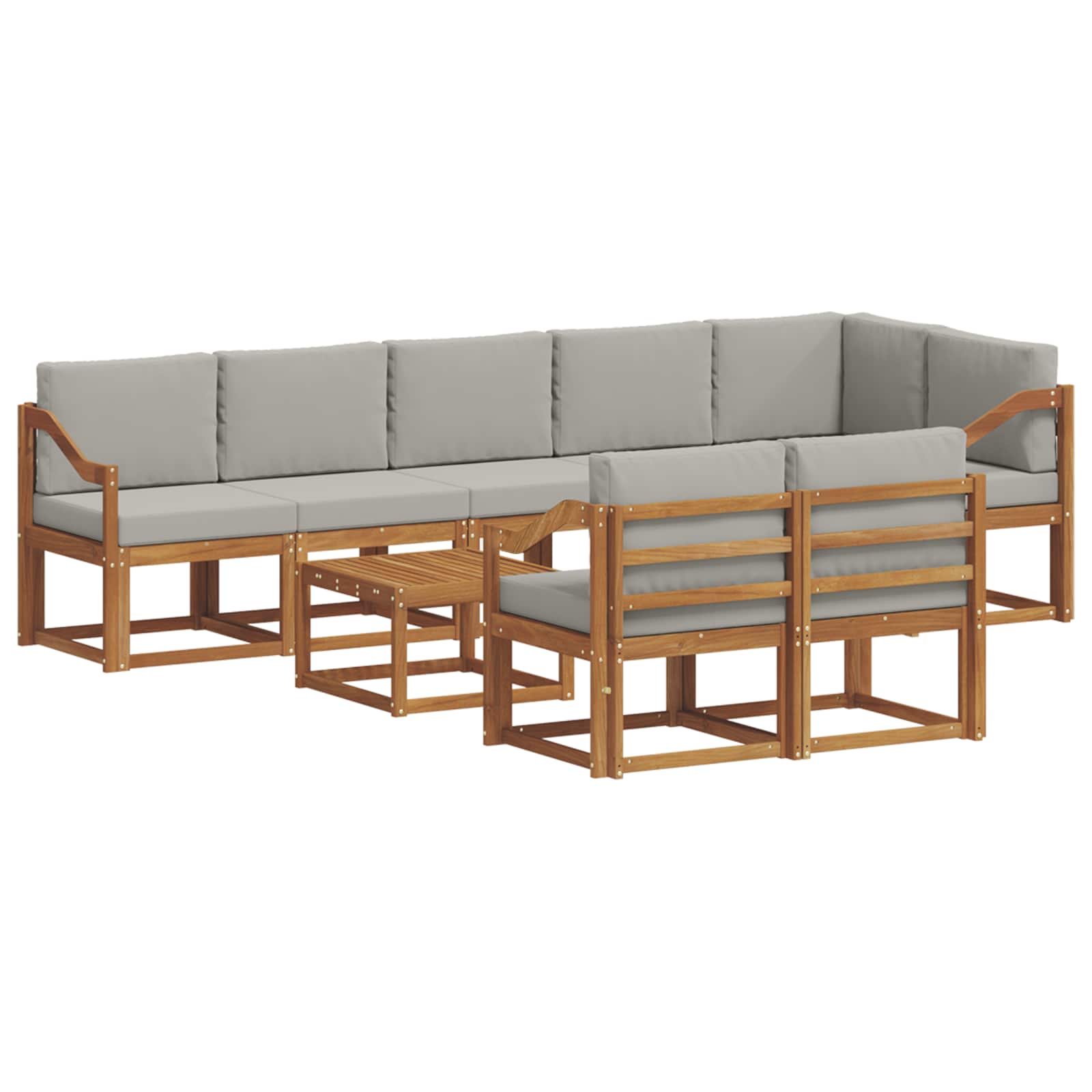 Outdoor-Sofagarnitur mit Kissen 9 pcs Natürlich und Hellgrau