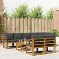 Outdoor-Sofagarnitur mit Kissen 9 pcs Natur und Anthrazit