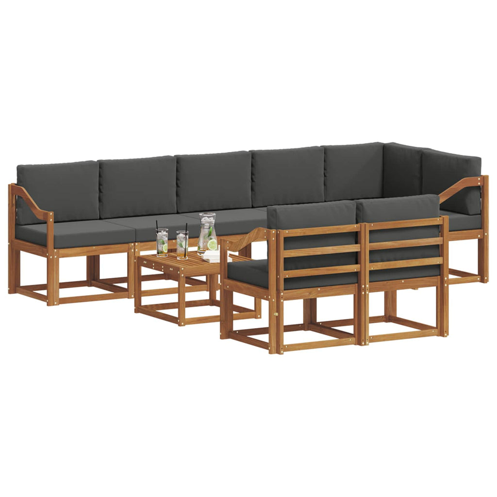 Outdoor-Sofagarnitur mit Kissen 9 pcs Natur und Anthrazit