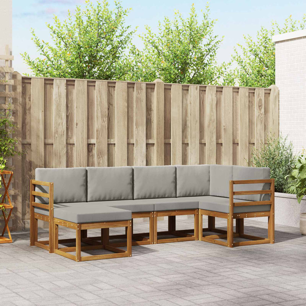 Outdoor-Sofagarnitur mit Kissen 6 pcs Natürlich und Hellgrau
