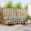 Outdoor-Sofagarnitur mit Kissen 6 pcs Natürlich und Hellgrau