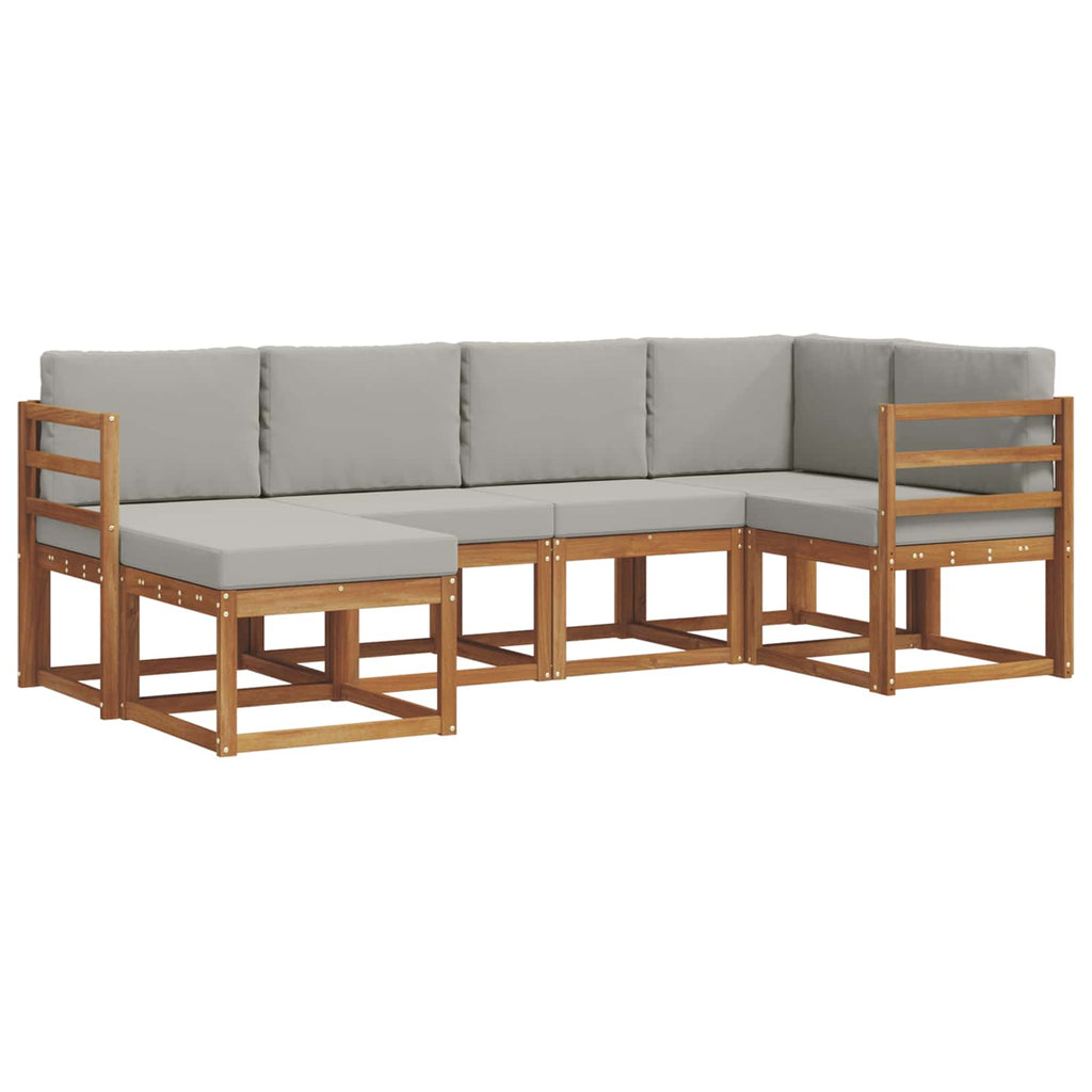 Outdoor-Sofagarnitur mit Kissen 6 pcs Natürlich und Hellgrau
