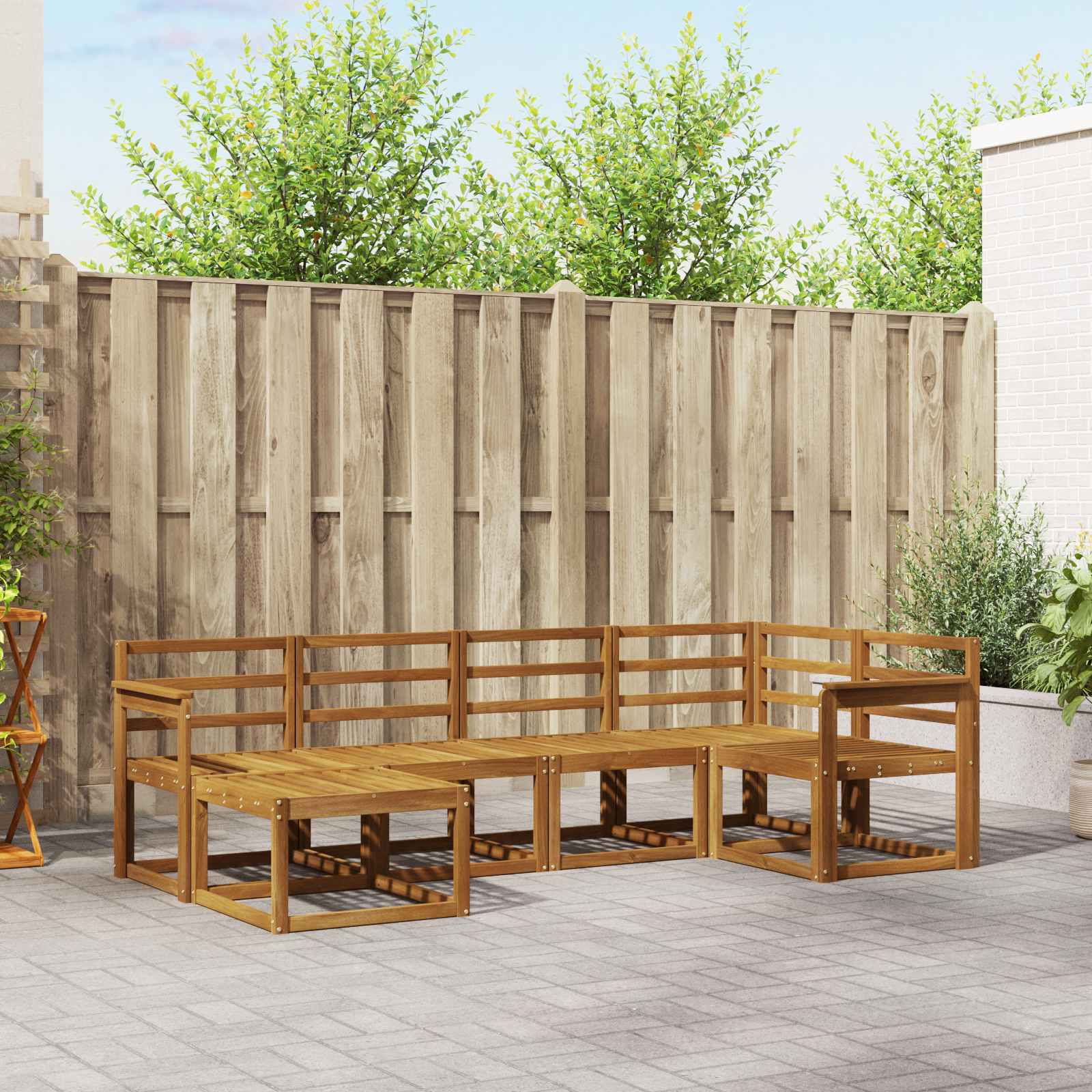 Outdoor-Sofagarnitur 6 pcs Natur