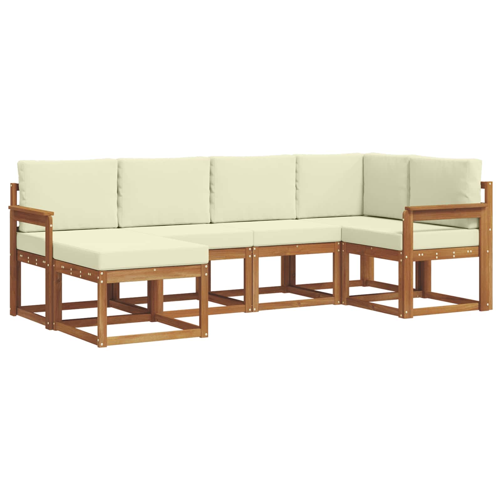 Outdoor-Sofagarnitur mit Kissen 6 pcs Natur und Creme