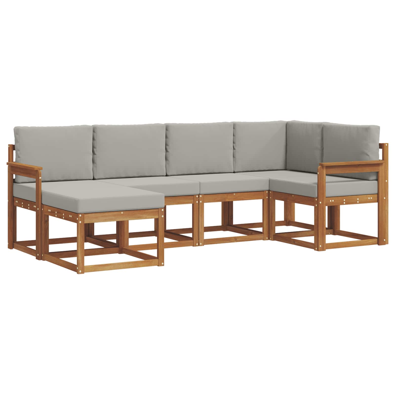 Outdoor-Sofagarnitur mit Kissen 6 pcs Natürlich und Hellgrau