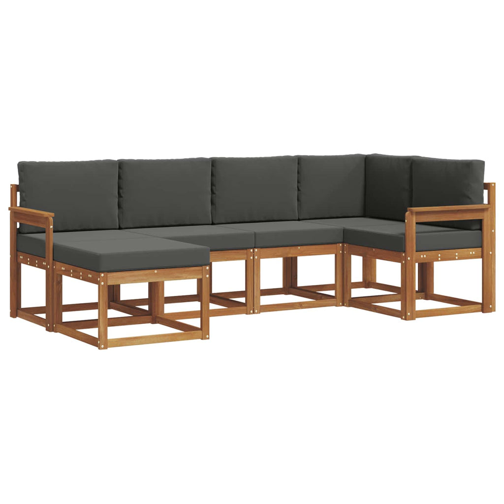 Outdoor-Sofagarnitur mit Kissen 6 pcs Natur und Anthrazit