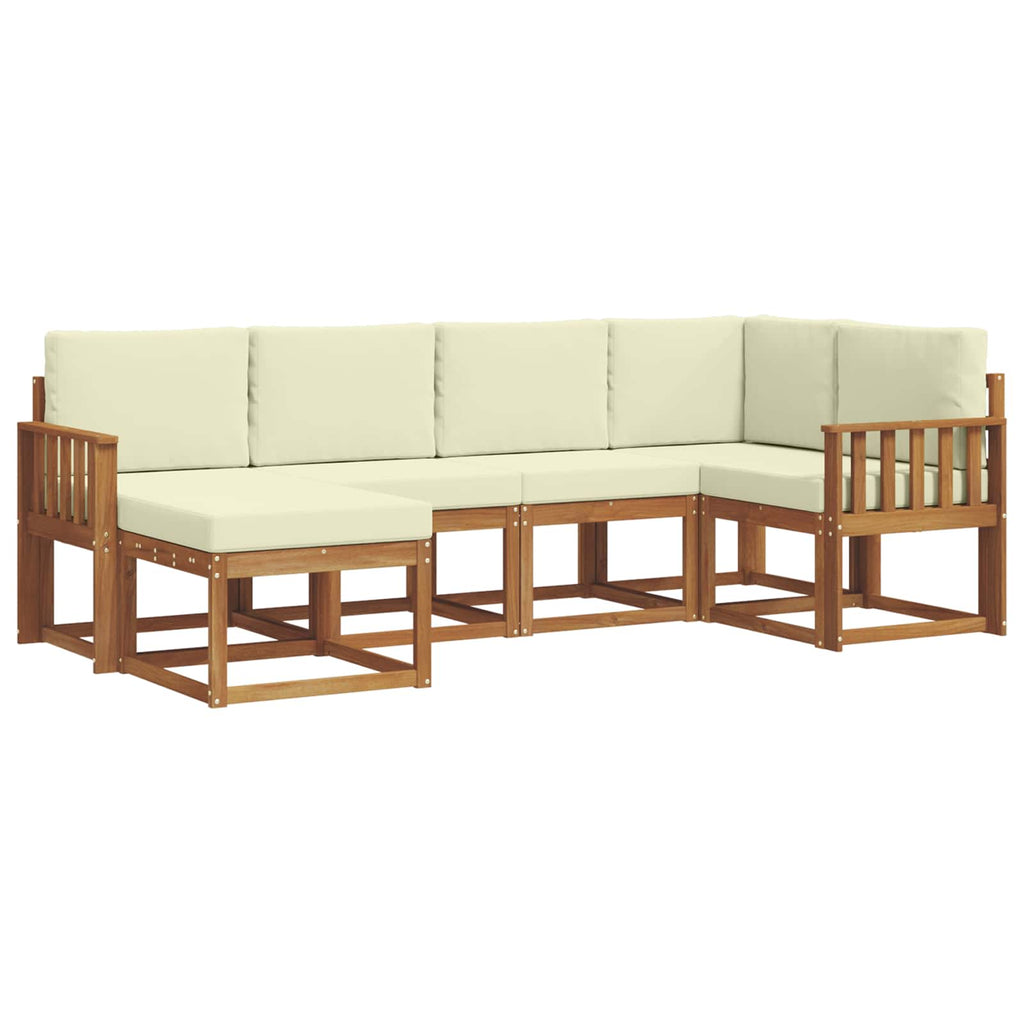 Outdoor-Sofagarnitur mit Kissen 6 pcs Natur und Creme