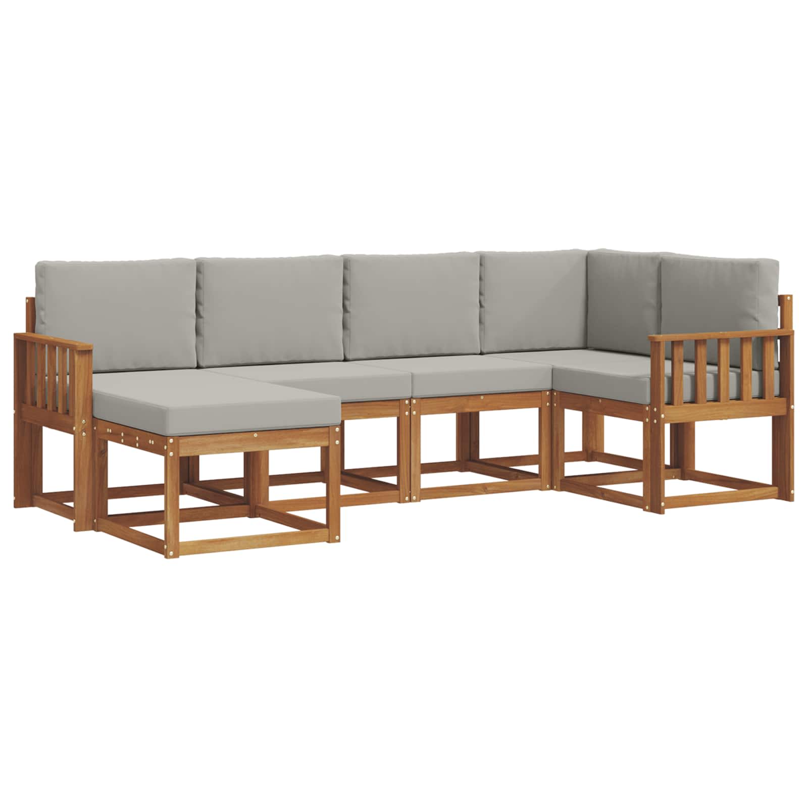 Outdoor-Sofagarnitur mit Kissen 6 pcs Natürlich und Hellgrau