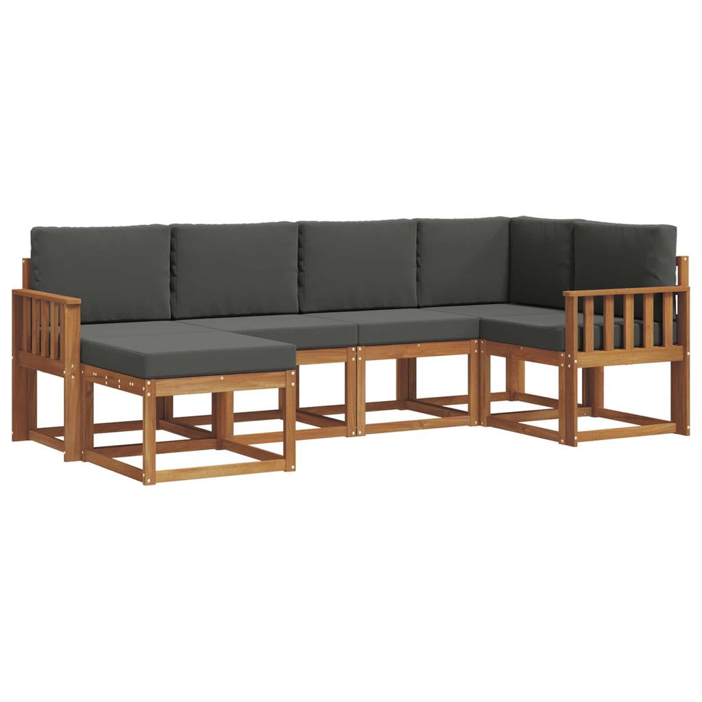 Outdoor-Sofagarnitur mit Kissen 6 pcs Natur und Anthrazit