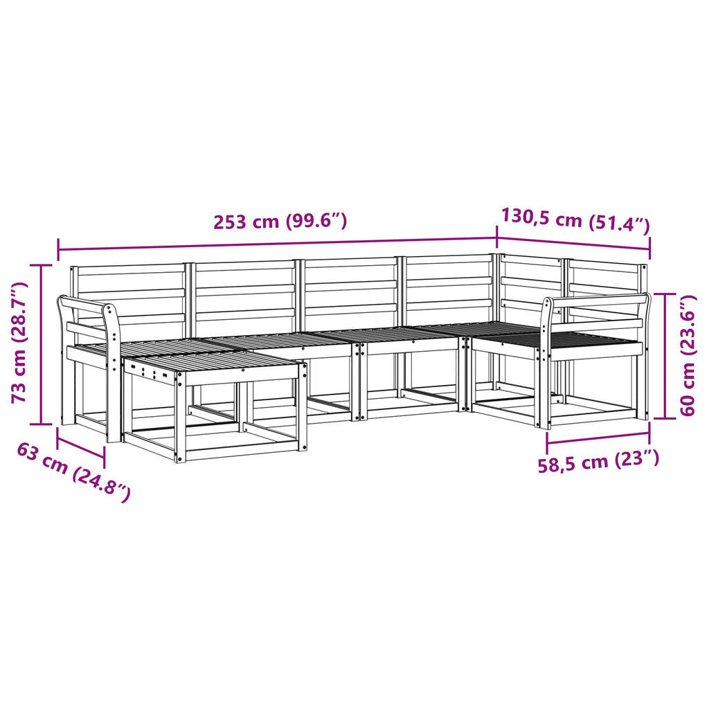 Outdoor-Sofagarnitur 6 pcs Natur