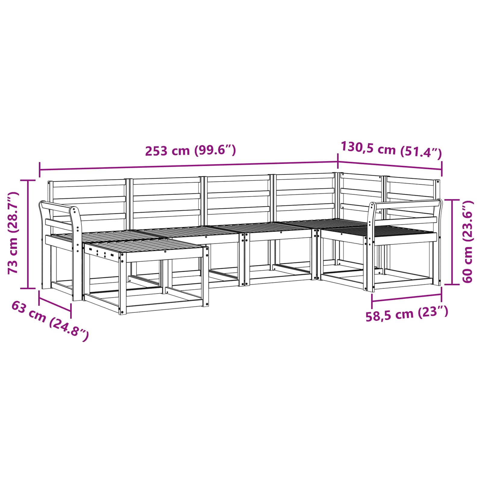 Outdoor-Sofagarnitur 6 pcs Natur