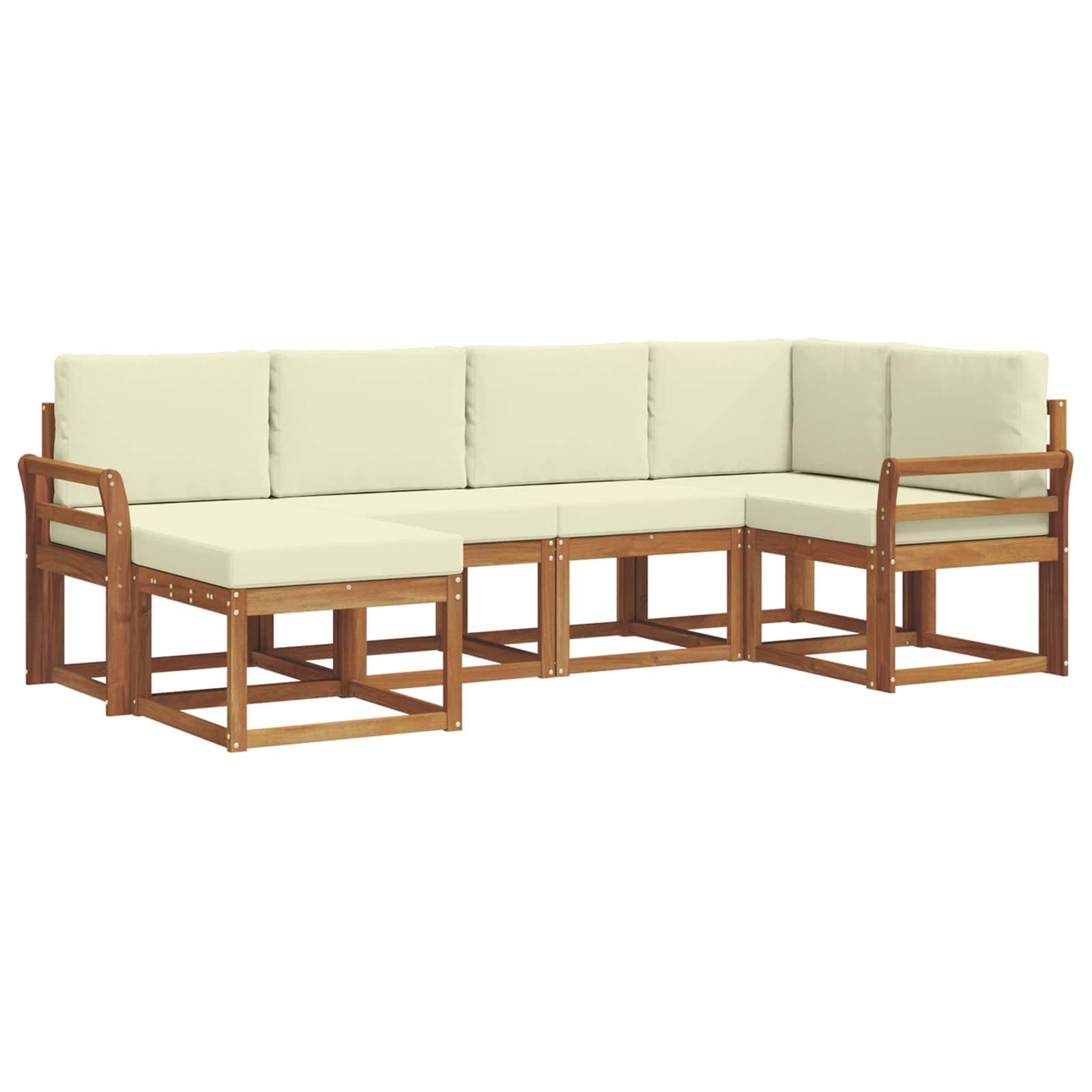 Outdoor-Sofagarnitur mit Kissen 6 pcs Natur und Creme