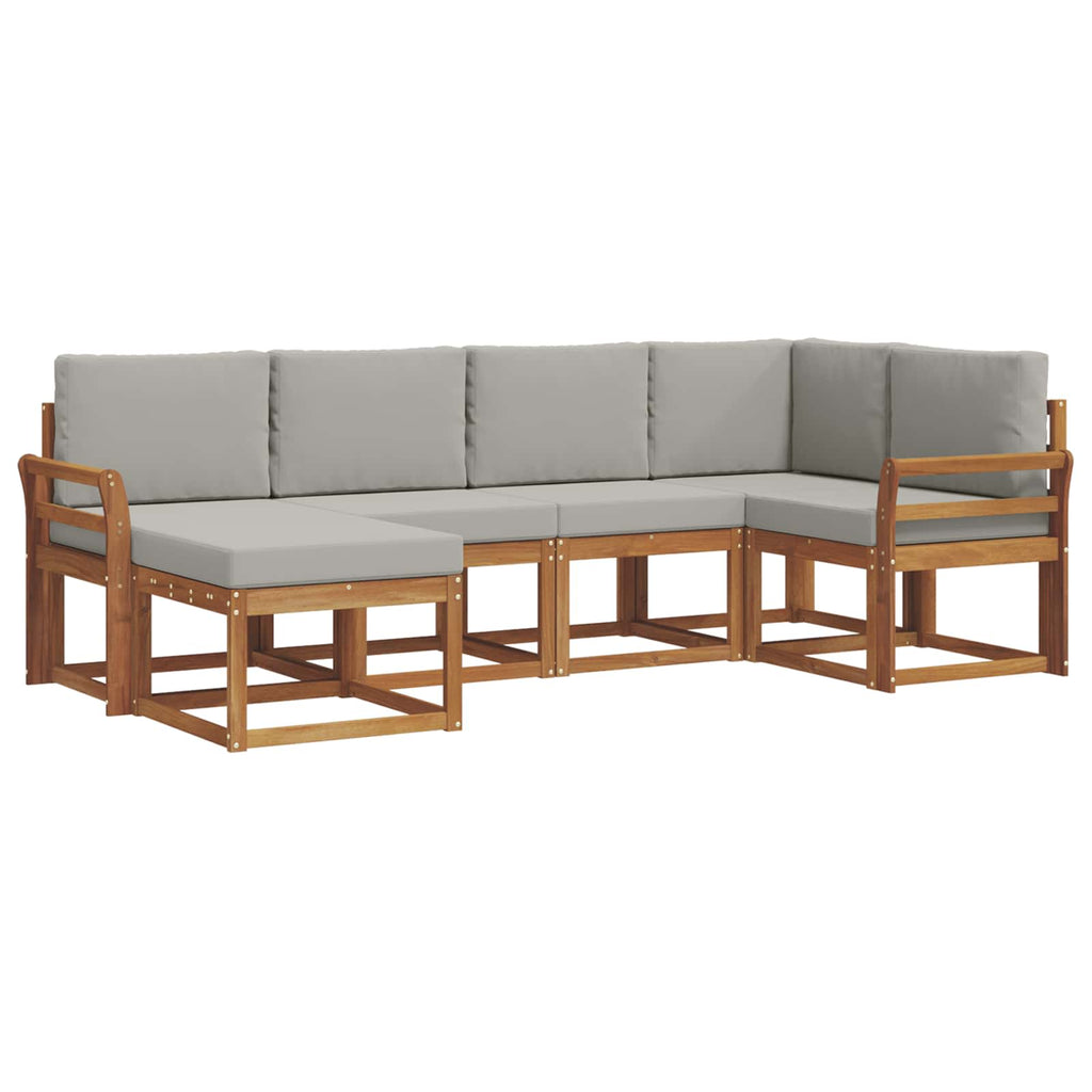 Outdoor-Sofagarnitur mit Kissen 6 pcs Natürlich und Hellgrau