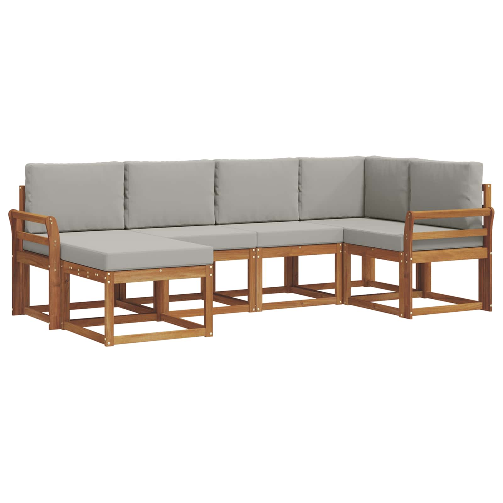 Outdoor-Sofagarnitur mit Kissen 6 pcs Natürlich und Hellgrau