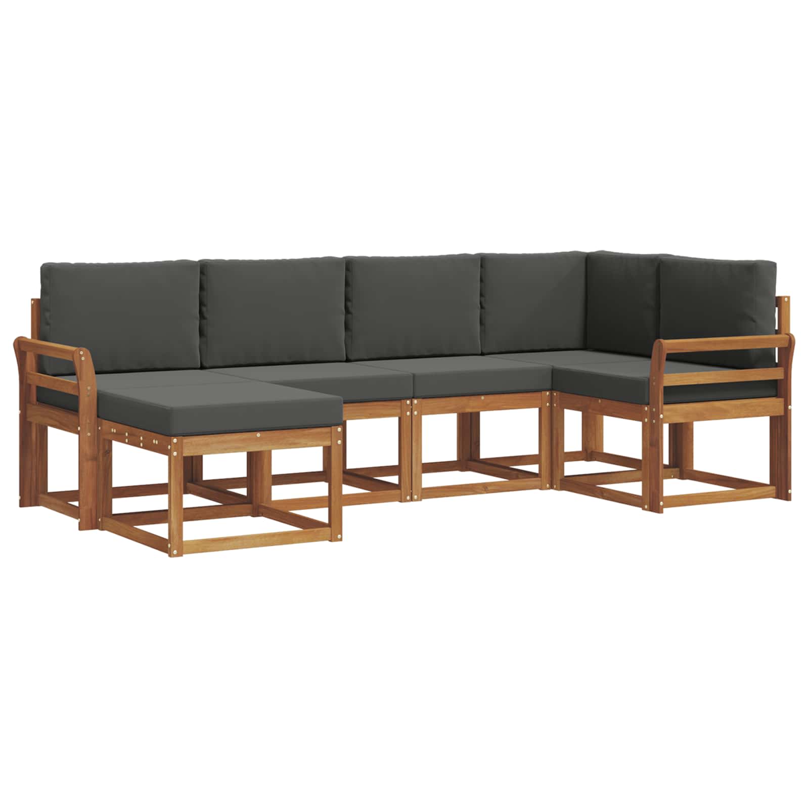 Outdoor-Sofagarnitur mit Kissen 6 pcs Natur und Anthrazit