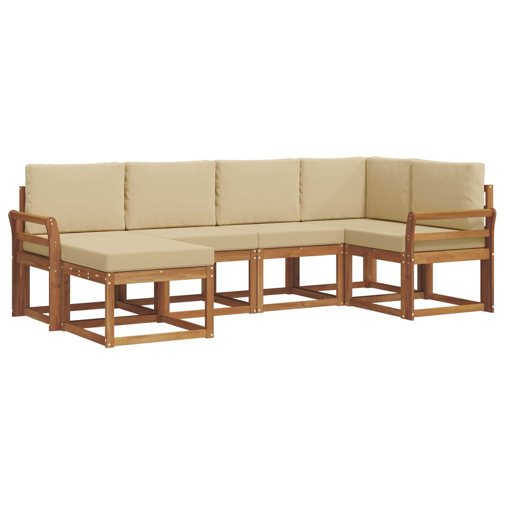 Outdoor-Sofagarnitur mit Kissen 6 pcs Natur und Beige