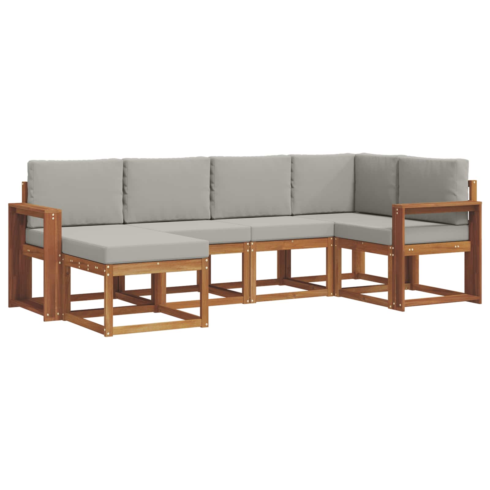 Outdoor-Sofagarnitur mit Kissen 6 pcs Natürlich und Hellgrau