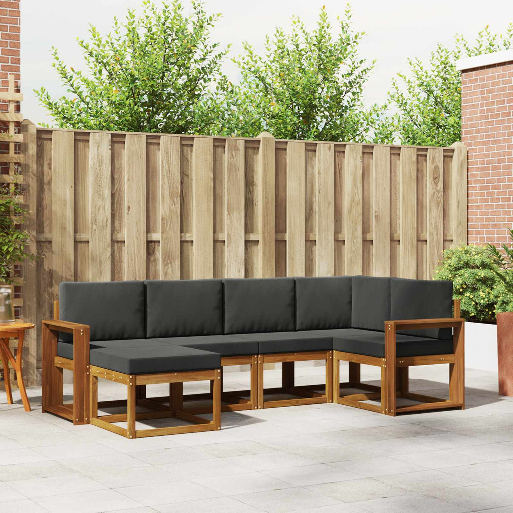 Outdoor-Sofagarnitur mit Kissen 6 pcs Natur und Anthrazit