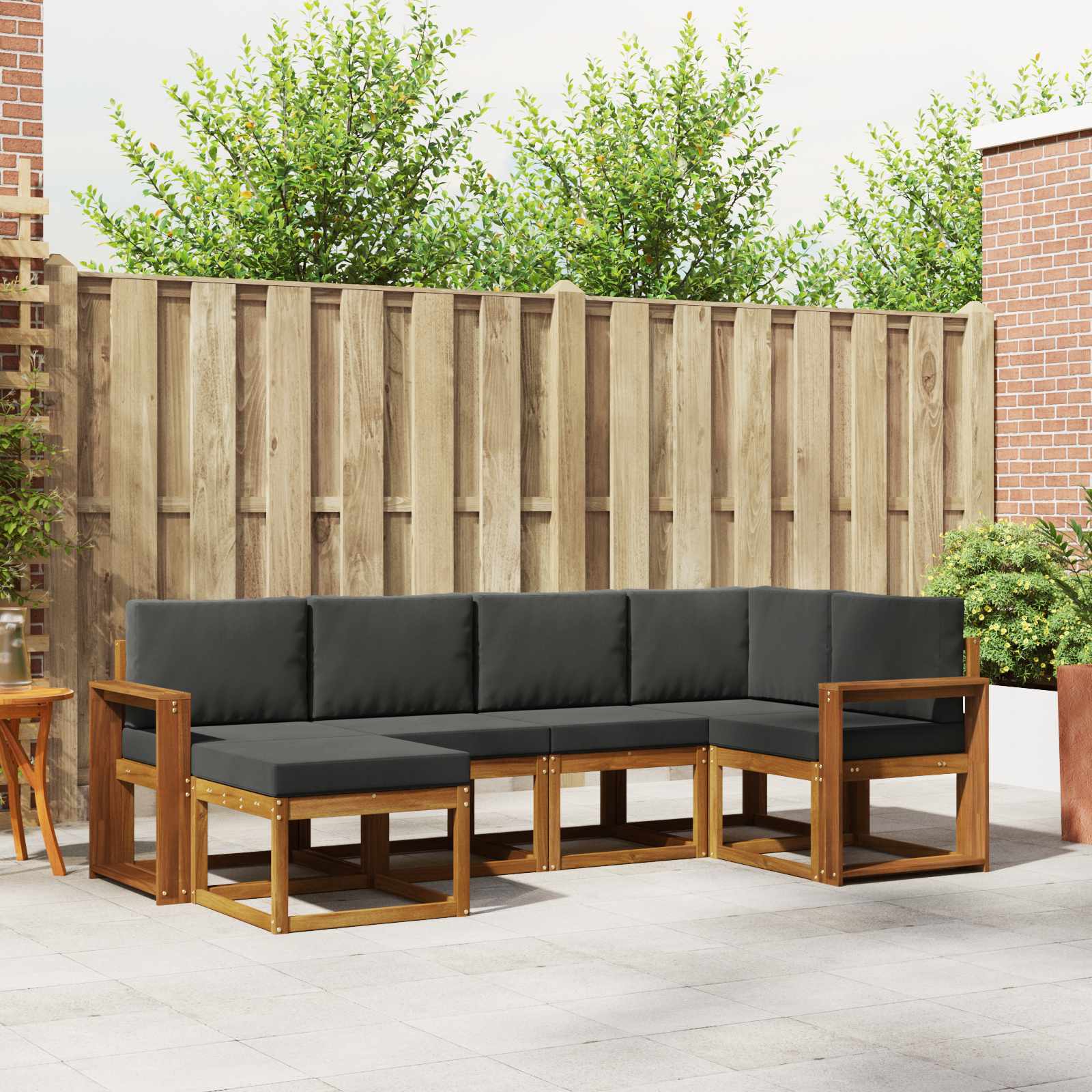 Outdoor-Sofagarnitur mit Kissen 6 pcs Natur und Anthrazit