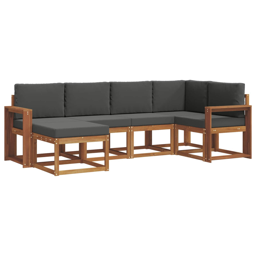 Outdoor-Sofagarnitur mit Kissen 6 pcs Natur und Anthrazit