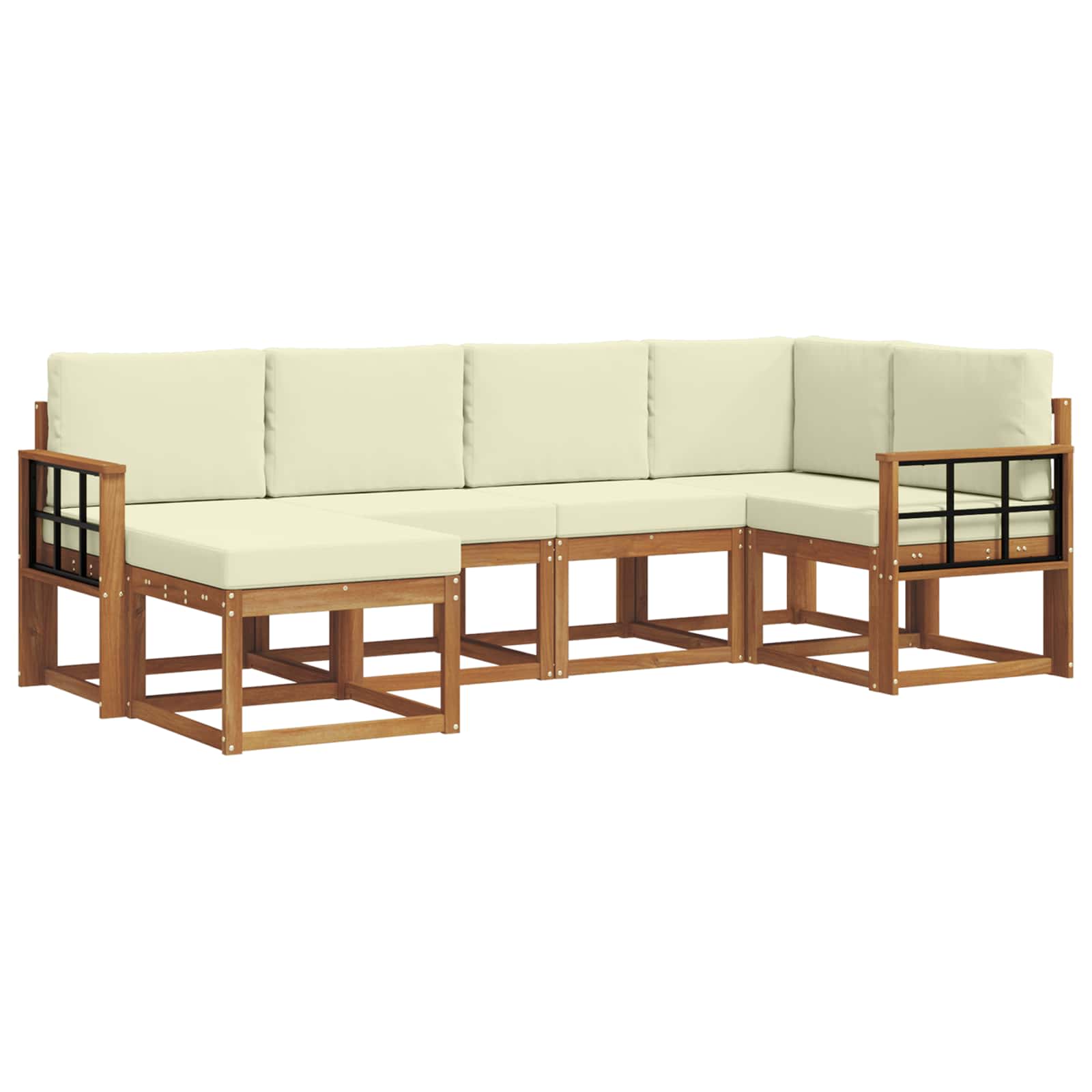 Outdoor-Sofagarnitur mit Kissen 6 pcs Natur und Creme