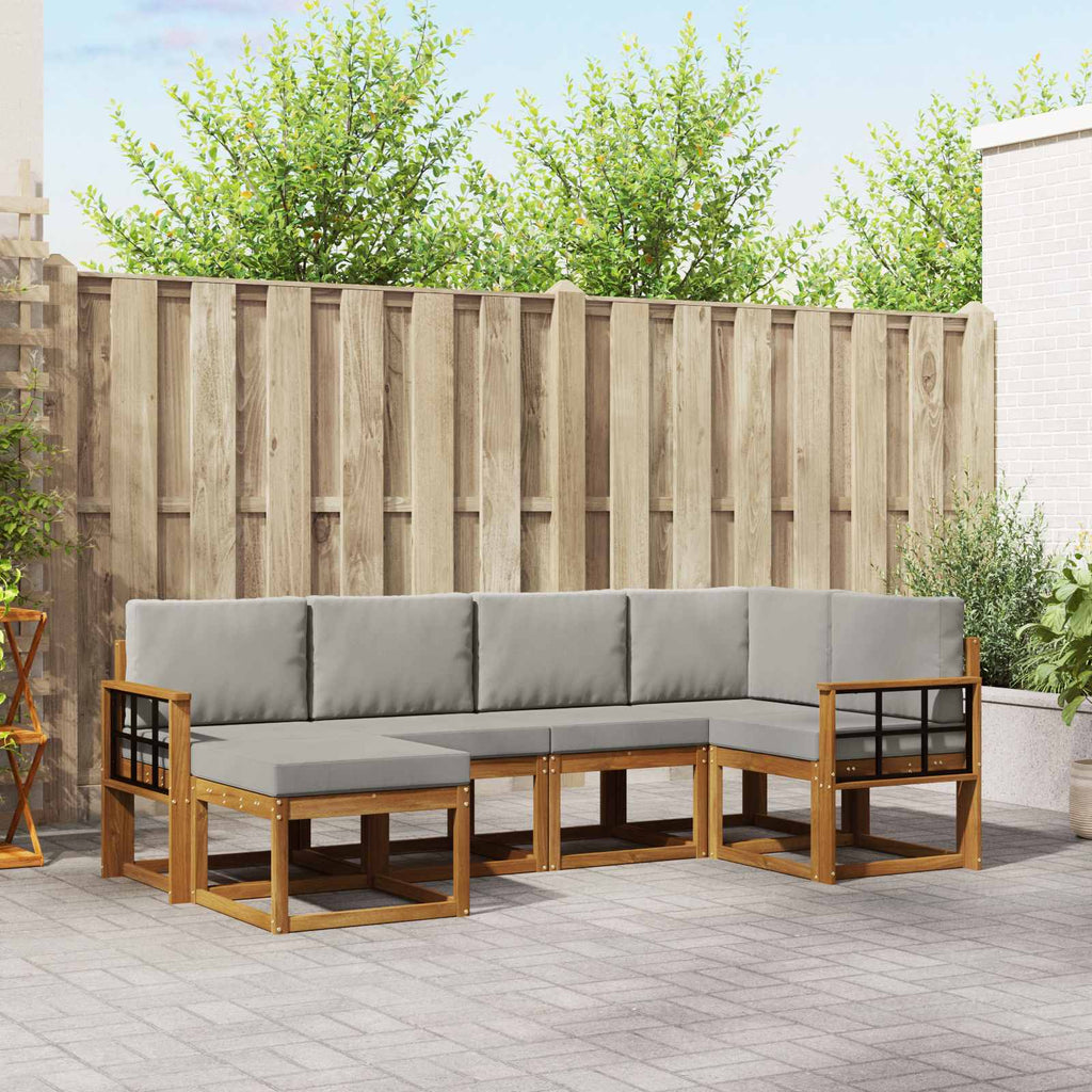 Outdoor-Sofagarnitur mit Kissen 6 pcs Natürlich und Hellgrau