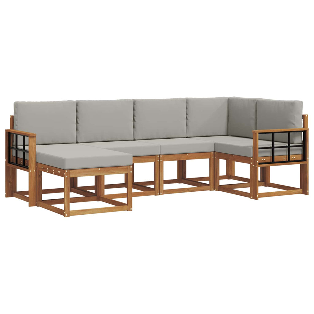 Outdoor-Sofagarnitur mit Kissen 6 pcs Natürlich und Hellgrau