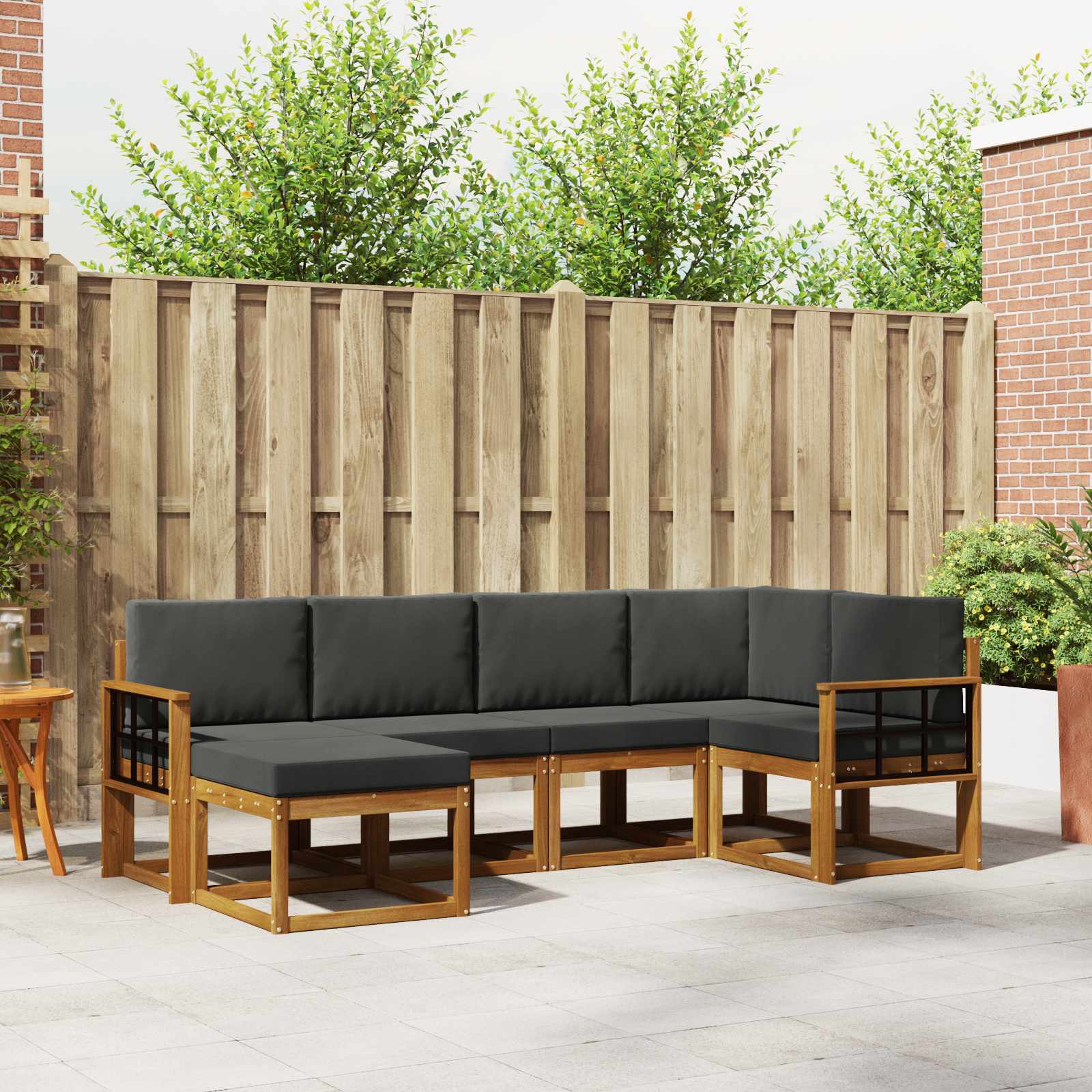 Outdoor-Sofagarnitur mit Kissen 6 pcs Natur und Anthrazit