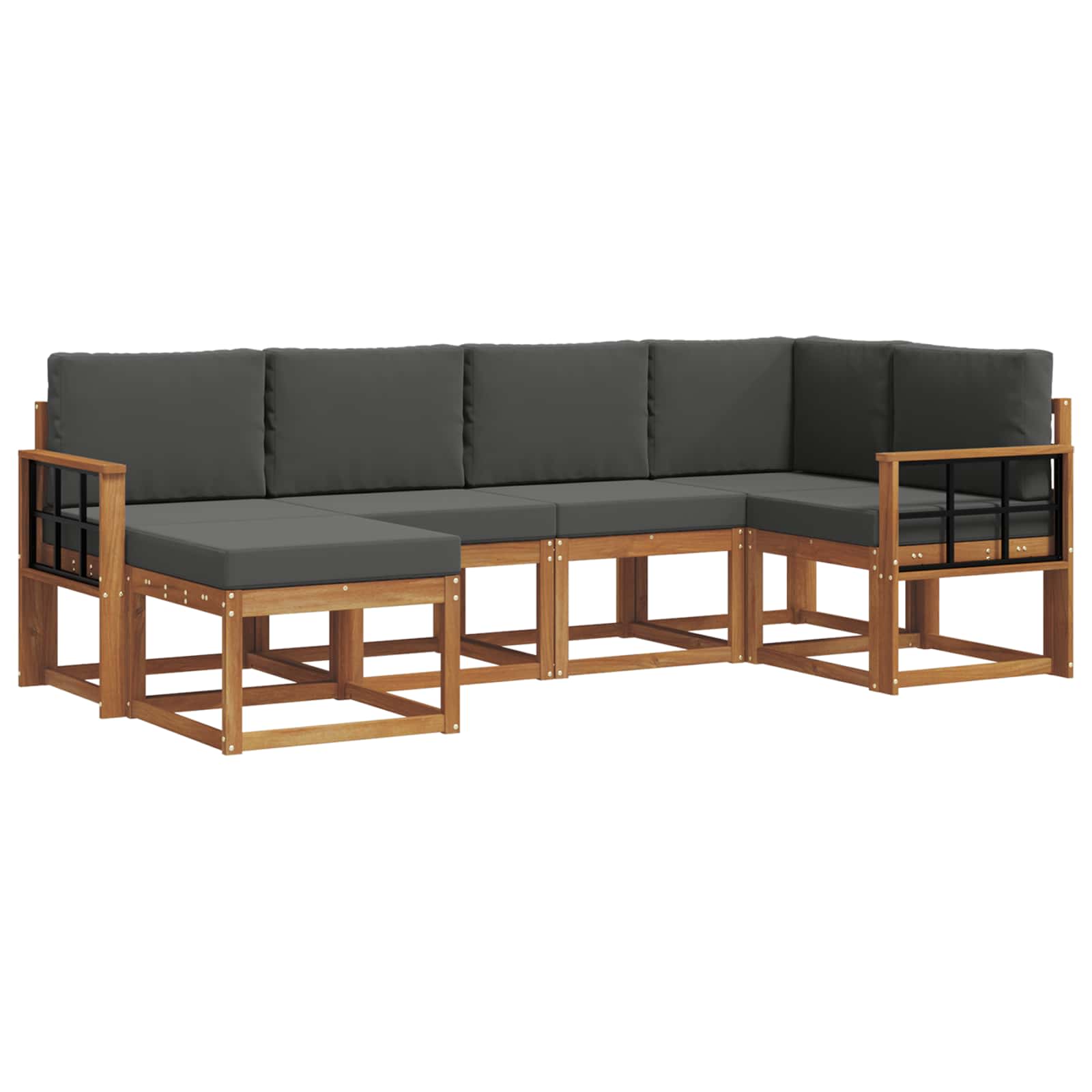 Outdoor-Sofagarnitur mit Kissen 6 pcs Natur und Anthrazit
