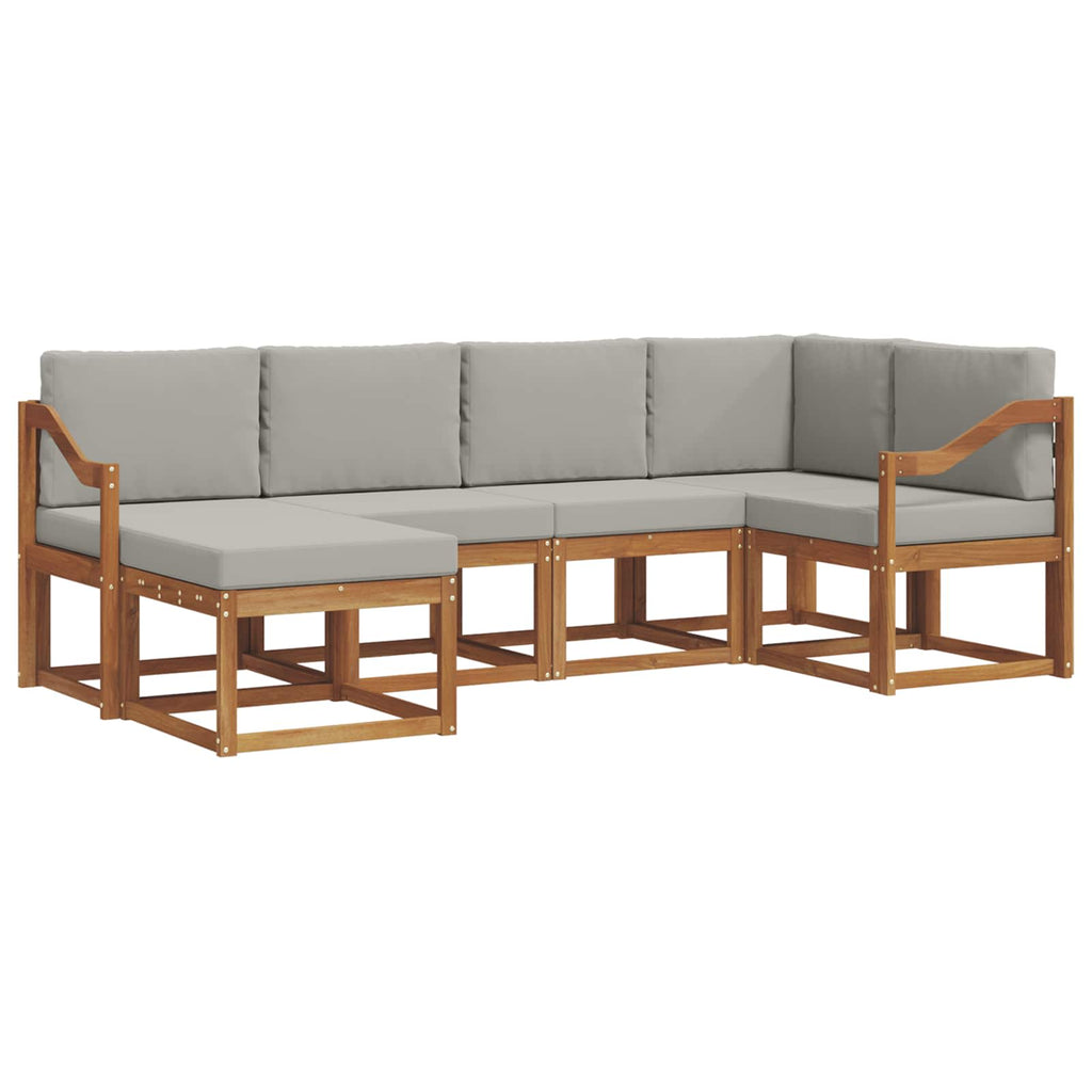 Outdoor-Sofagarnitur mit Kissen 6 pcs Natürlich und Hellgrau