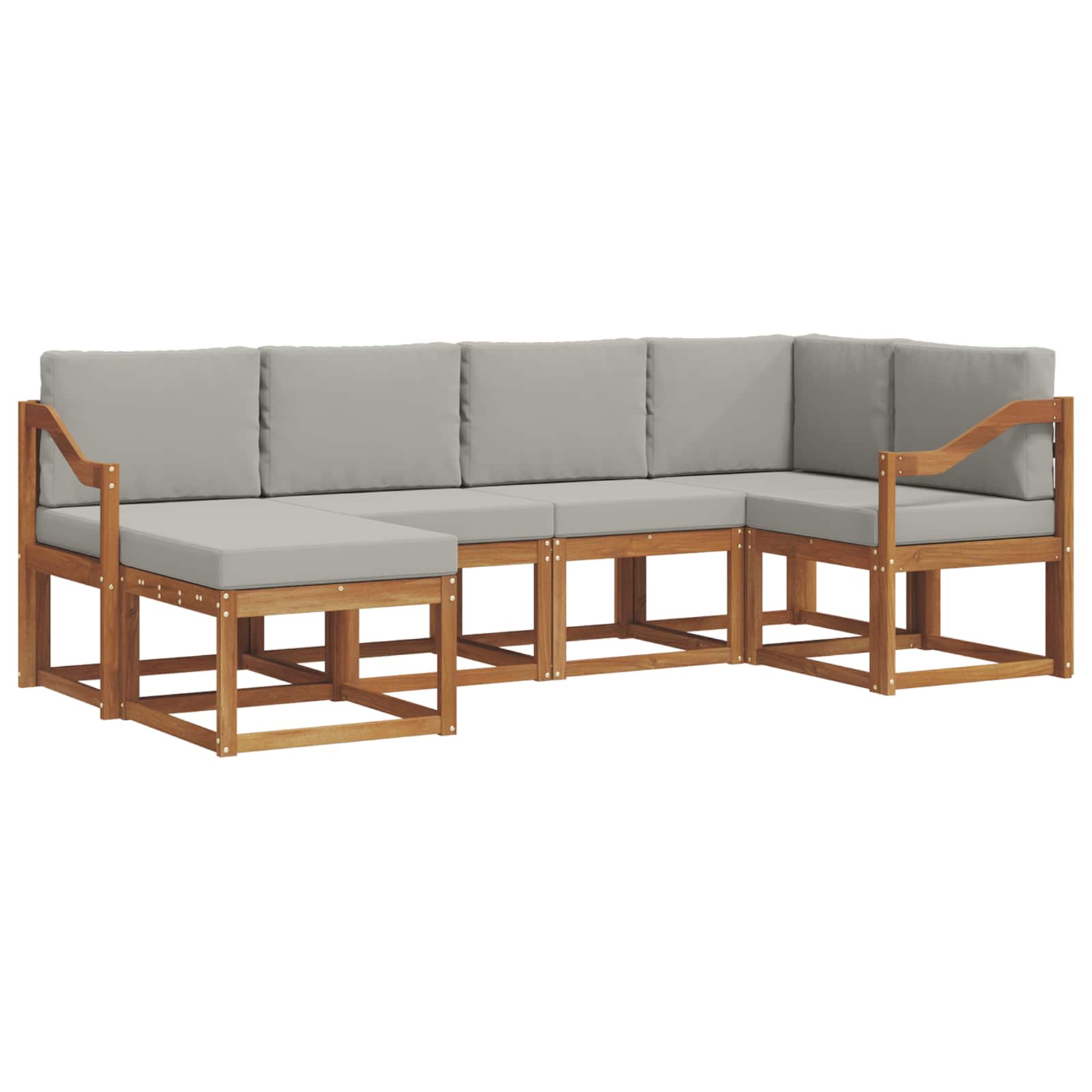 Outdoor-Sofagarnitur mit Kissen 6 pcs Natürlich und Hellgrau