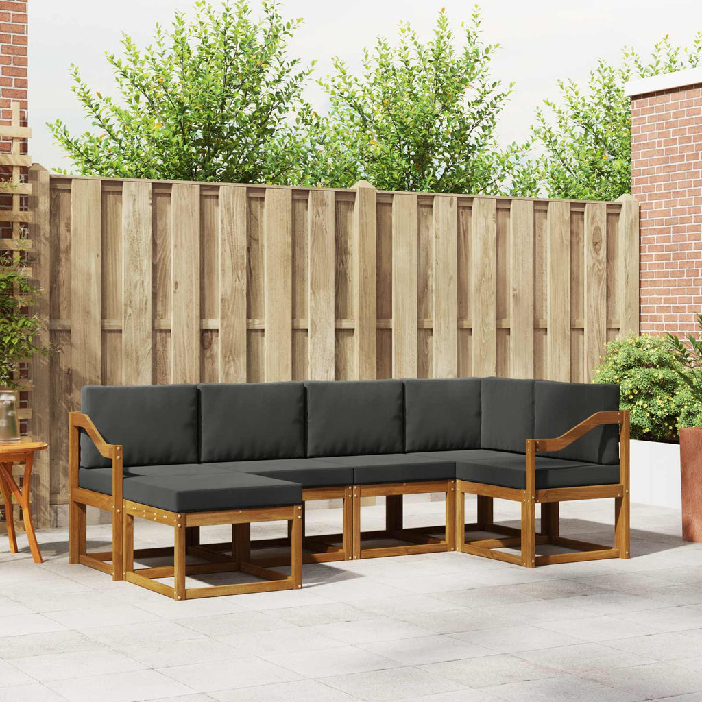 Outdoor-Sofagarnitur mit Kissen 6 pcs Natur und Anthrazit
