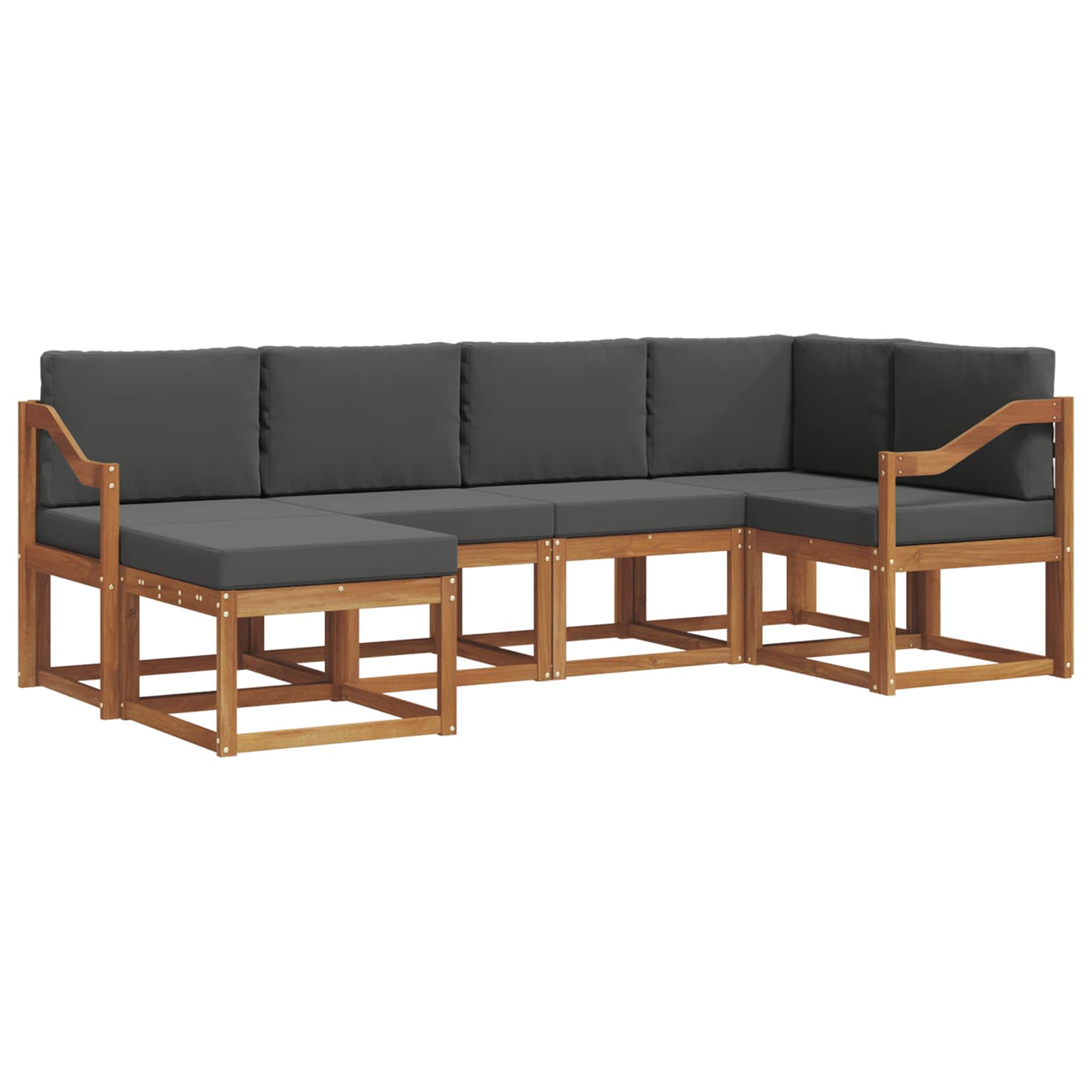 Outdoor-Sofagarnitur mit Kissen 6 pcs Natur und Anthrazit