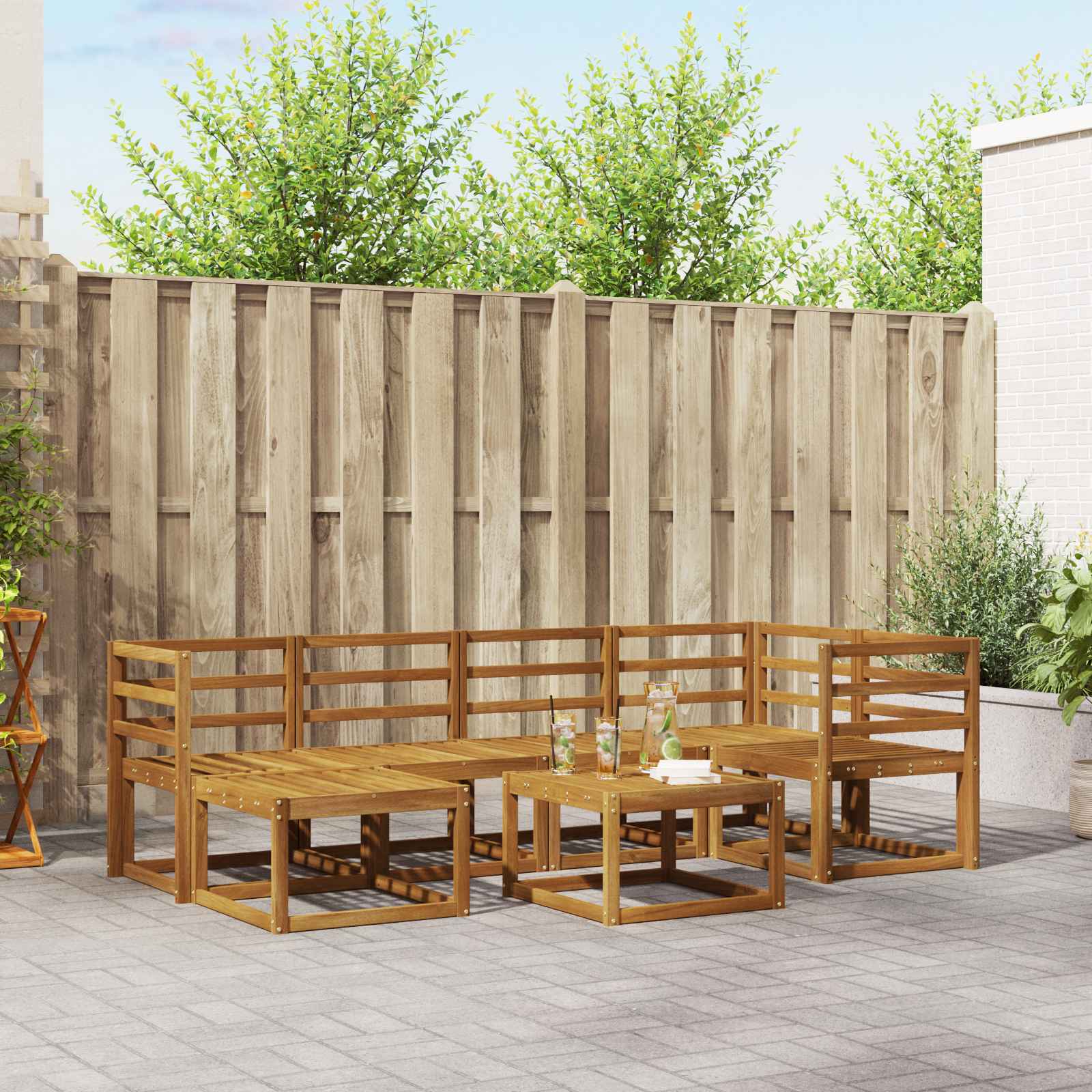 Outdoor-Sofagarnitur 7 pcs Natur Massivholz Akazie