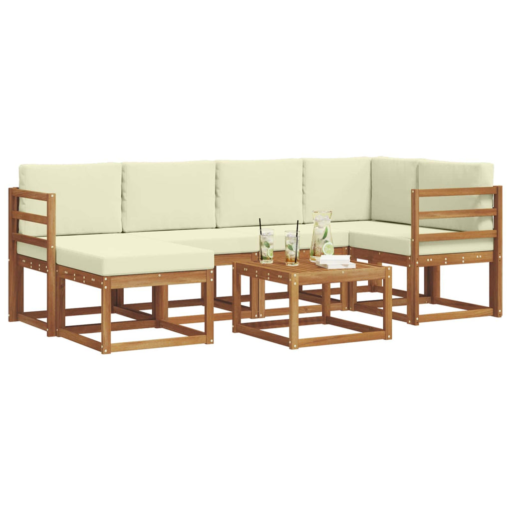 Outdoor-Sofagarnitur mit Kissen 7 pcs Natur und Creme