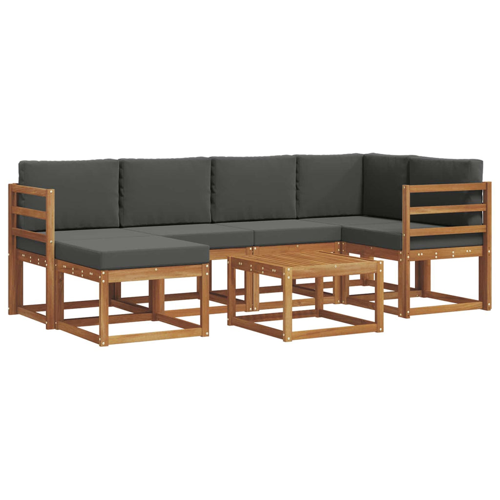 Outdoor-Sofagarnitur mit Kissen 7 pcs Natur und Anthrazit
