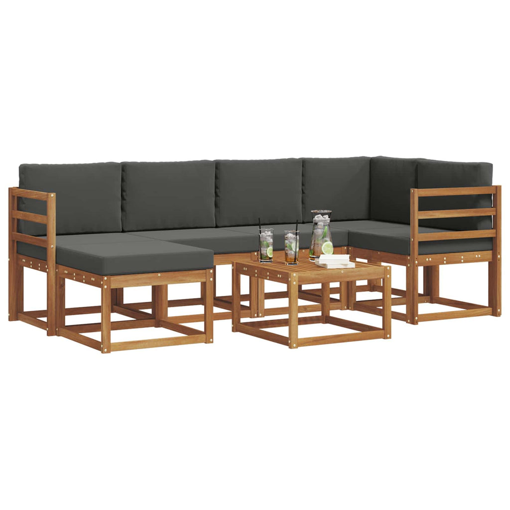 Outdoor-Sofagarnitur mit Kissen 7 pcs Natur und Anthrazit