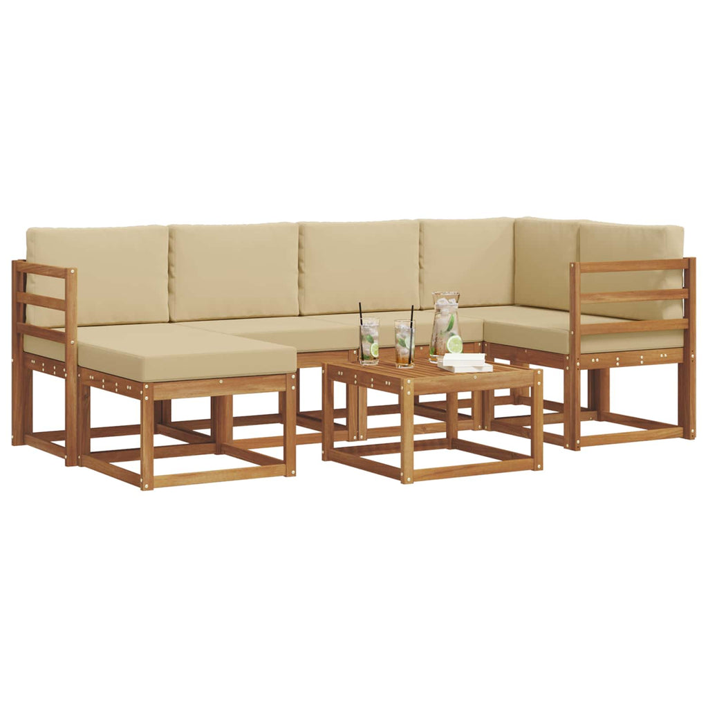Outdoor-Sofagarnitur mit Kissen 7 pcs Natur und Beige