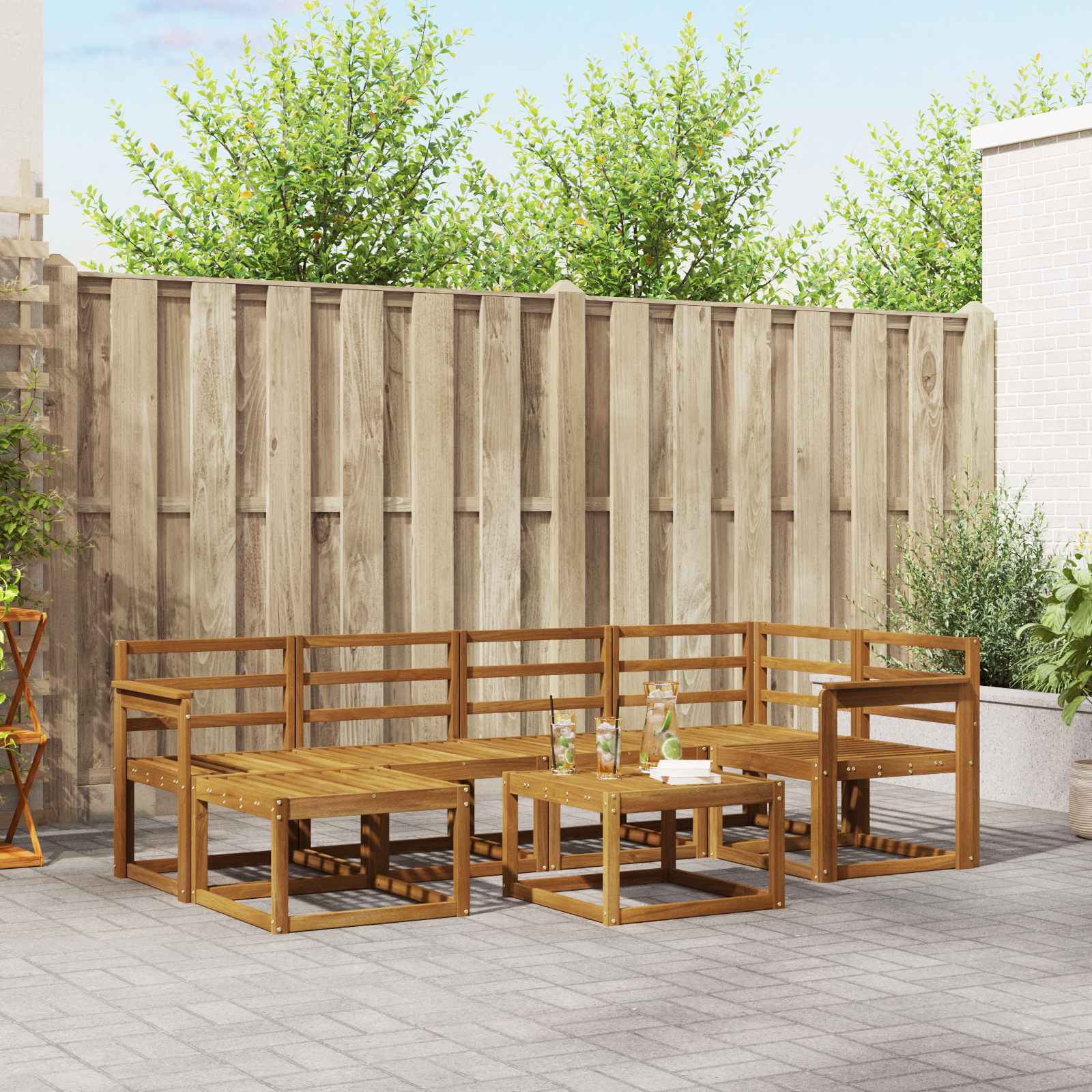 Outdoor-Sofagarnitur 7 pcs Natur Massivholz Akazie