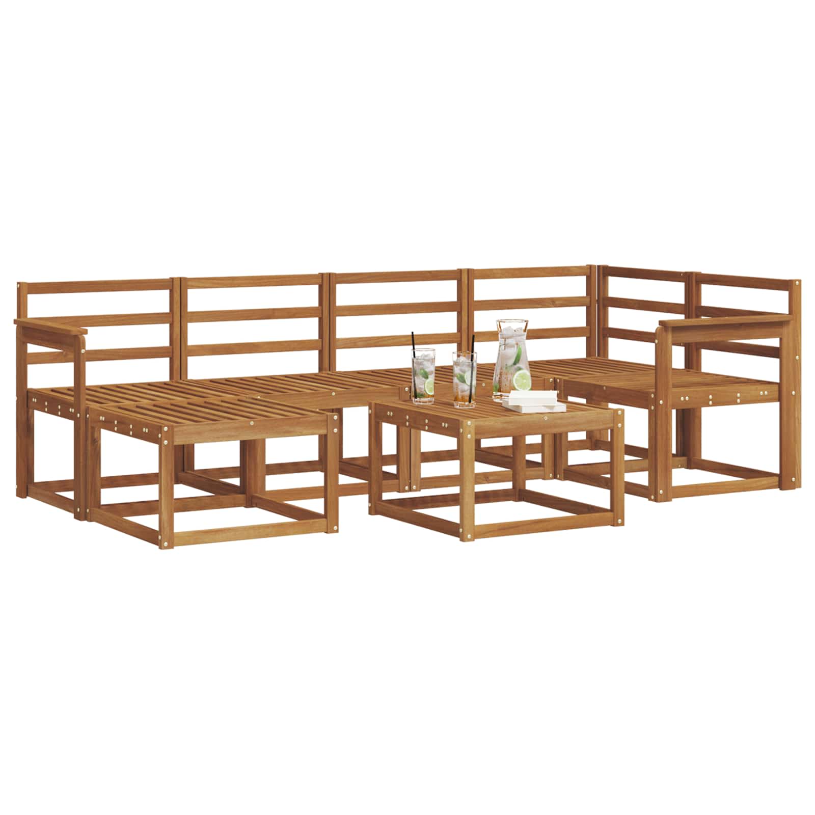 Outdoor-Sofagarnitur 7 pcs Natur Massivholz Akazie
