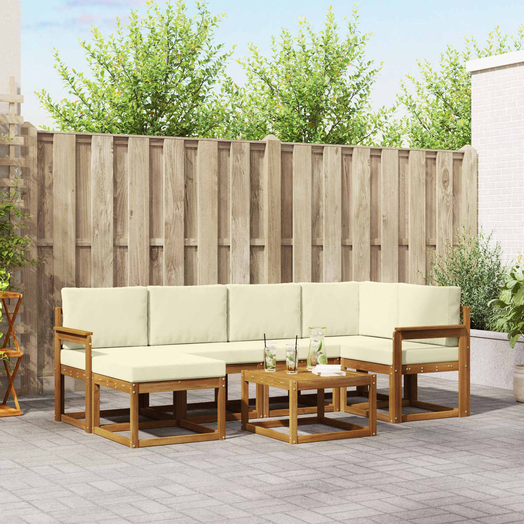 Outdoor-Sofagarnitur mit Kissen 7 pcs Natur und Creme