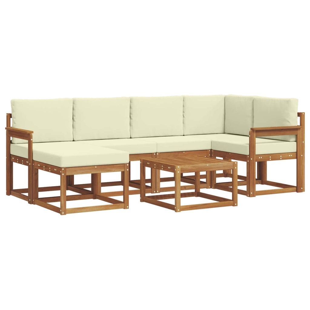 Outdoor-Sofagarnitur mit Kissen 7 pcs Natur und Creme