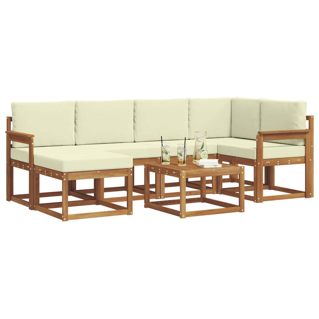 Outdoor-Sofagarnitur mit Kissen 7 pcs Natur und Creme