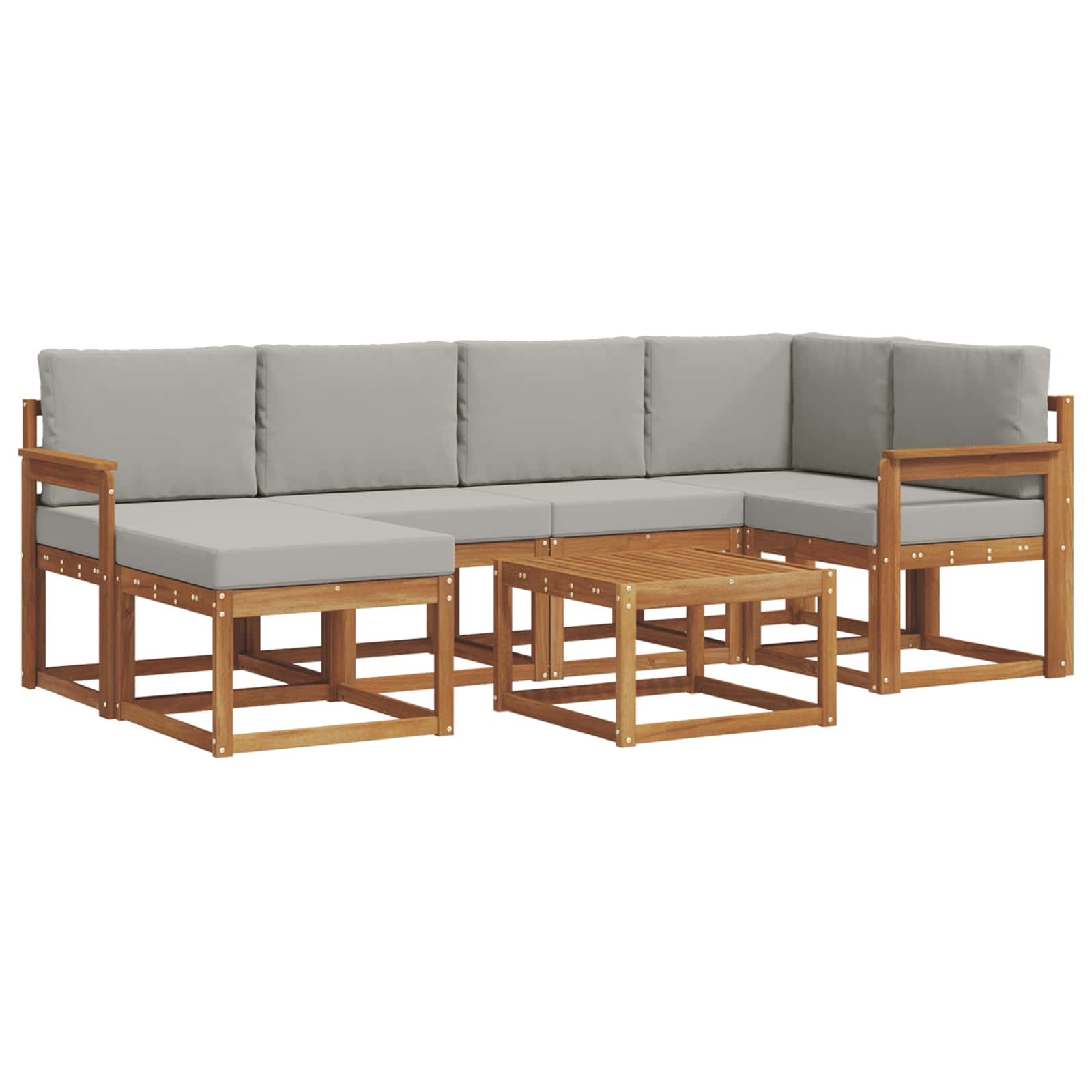 Outdoor-Sofagarnitur mit Kissen 7 pcs Natürlich und Hellgrau