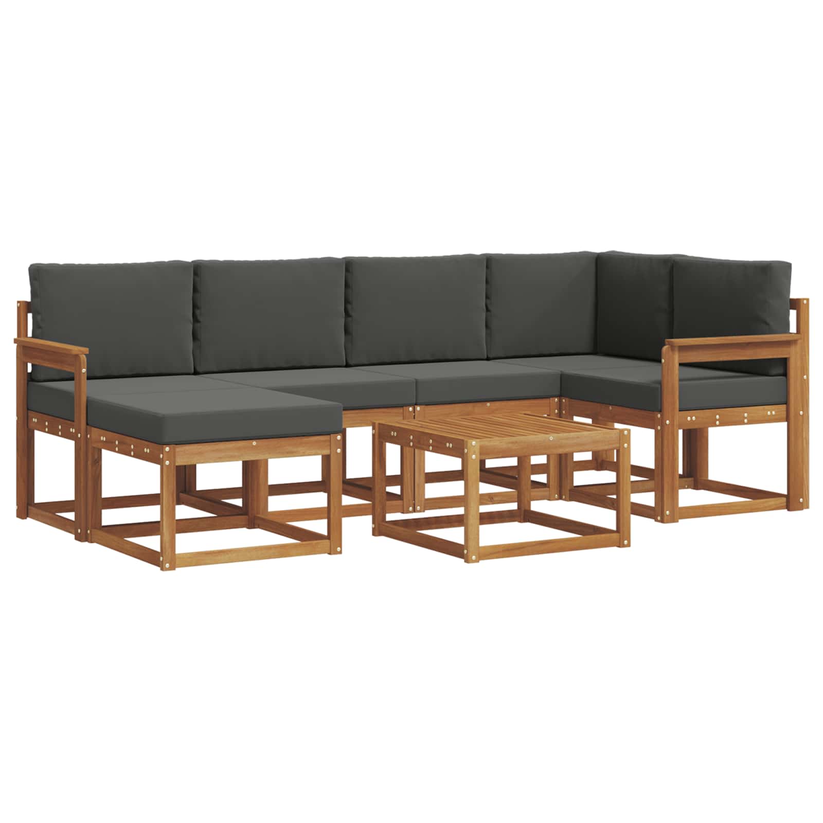 Outdoor-Sofagarnitur mit Kissen 7 pcs Natur und Anthrazit