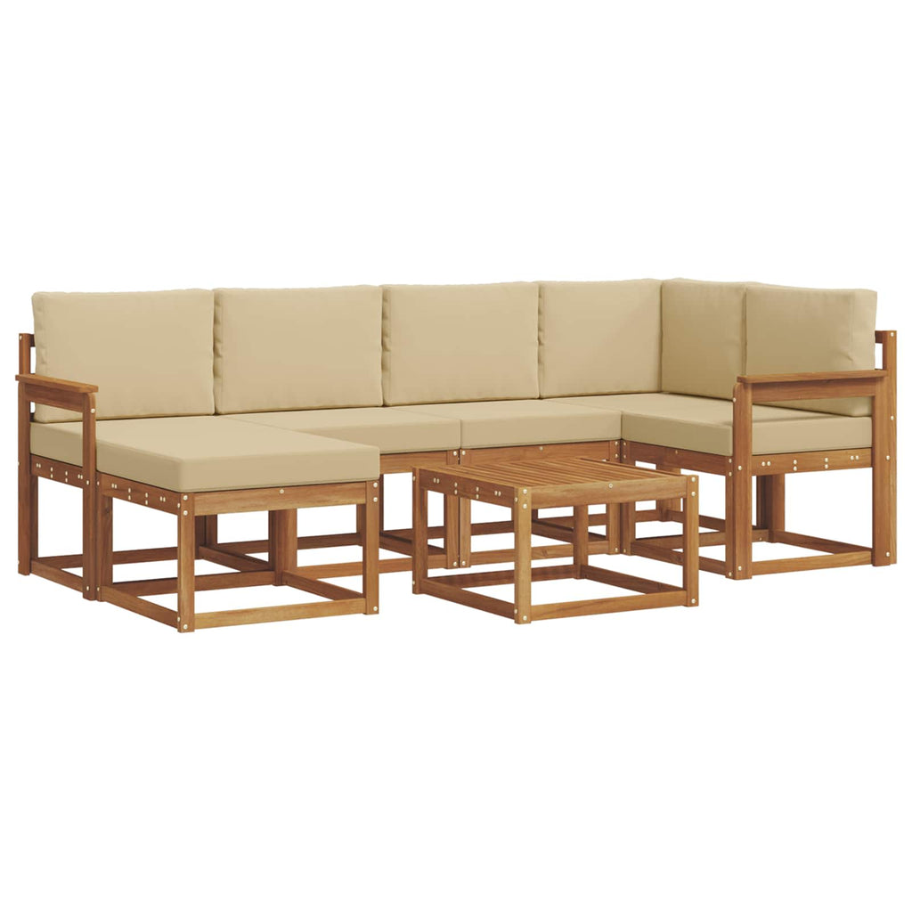 Outdoor-Sofagarnitur mit Kissen 7 pcs Natur und Beige