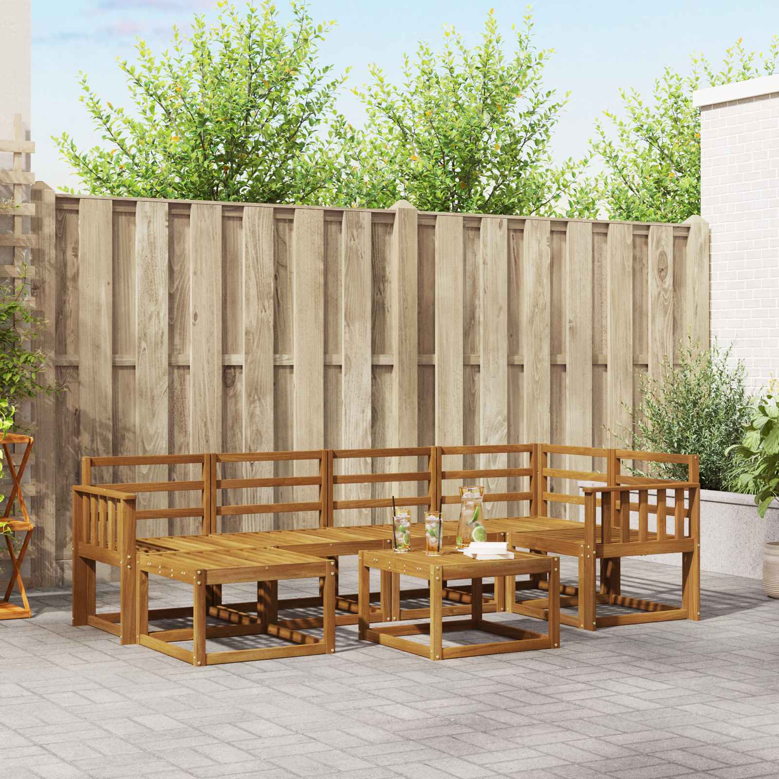 Outdoor-Sofagarnitur 7 pcs Natur Massivholz Akazie