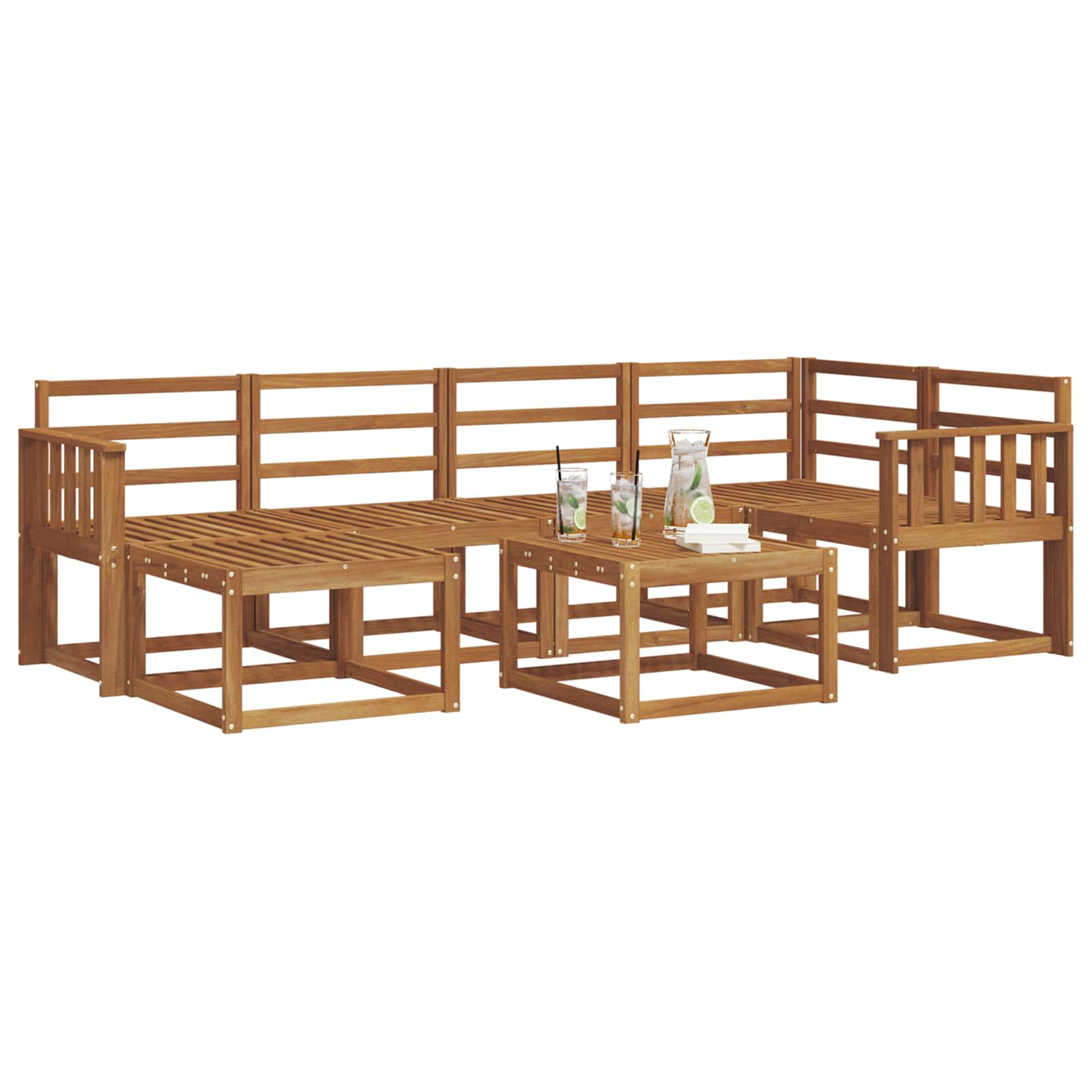Outdoor-Sofagarnitur 7 pcs Natur Massivholz Akazie